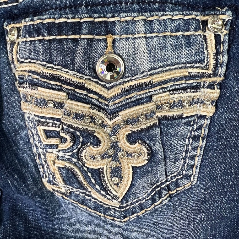 Rock Revival Ferry Bootcut Jeans Womens 26 Blue Mid Rise Embroidered Logo Casual - Picture 6 of 13